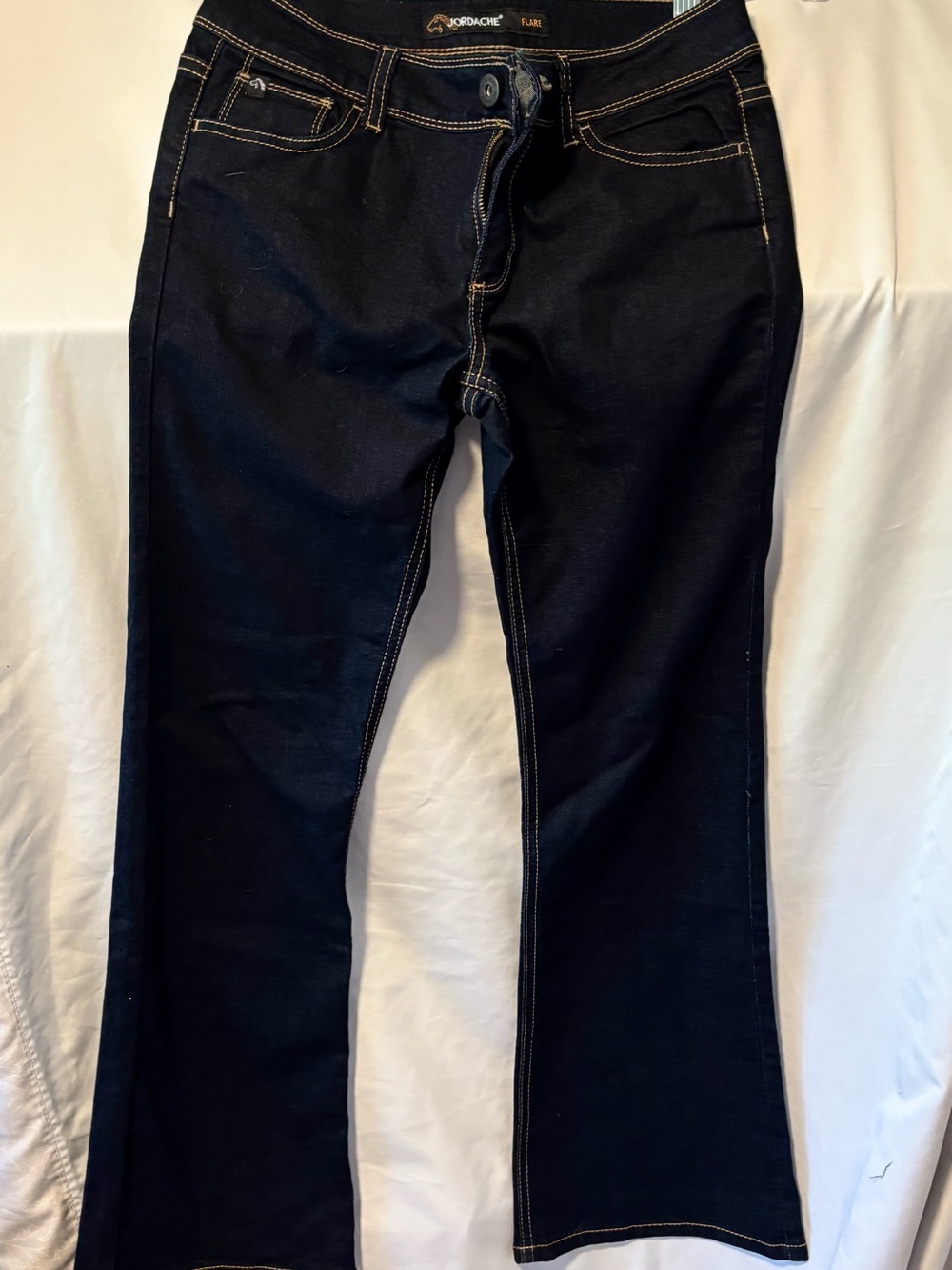 Girls Jordache Dark Indigo Flare Jeans with Contrast Stitching. Size 16. New